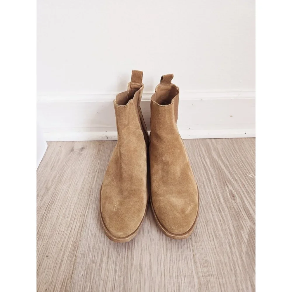 Everlane Mustard Suede Leather Chelsea Italy Ankle Boots Booties Shoes 9.5 - Picture 4 of 9